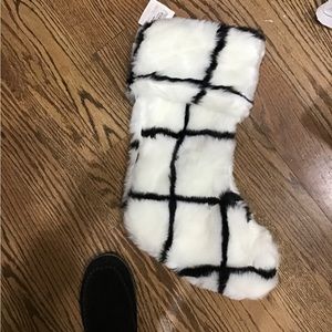 NWT Stunning Holiday Christmas Stocking  in Black and White Fur